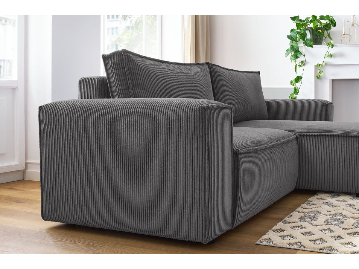 Canapé d'angle fixe compact NIHAD velours côtelé