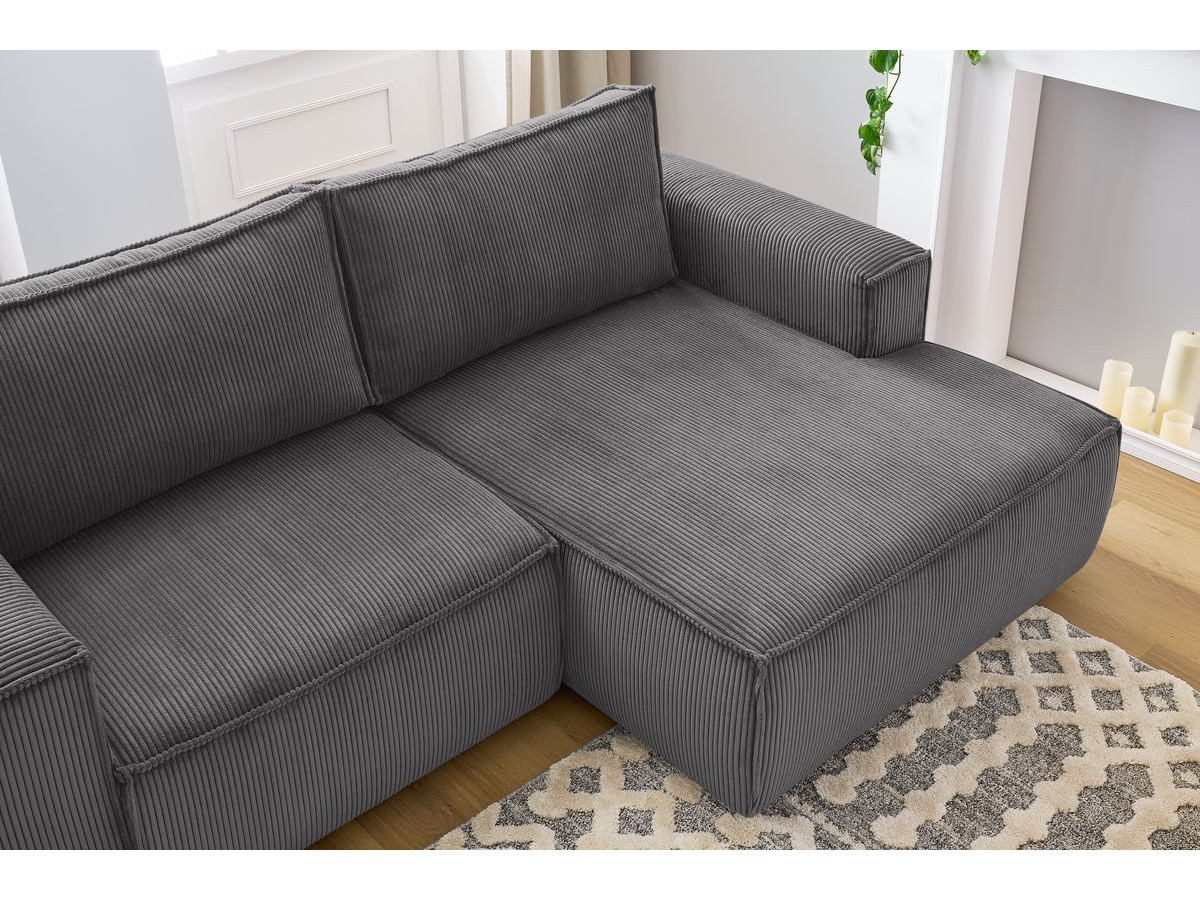 Canapé d'angle fixe compact NIHAD velours côtelé