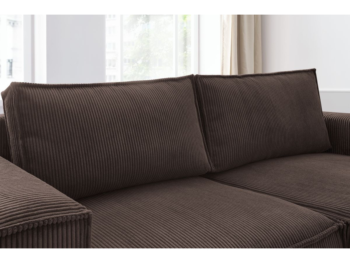 Canapé d'angle fixe compact NIHAD velours côtelé
