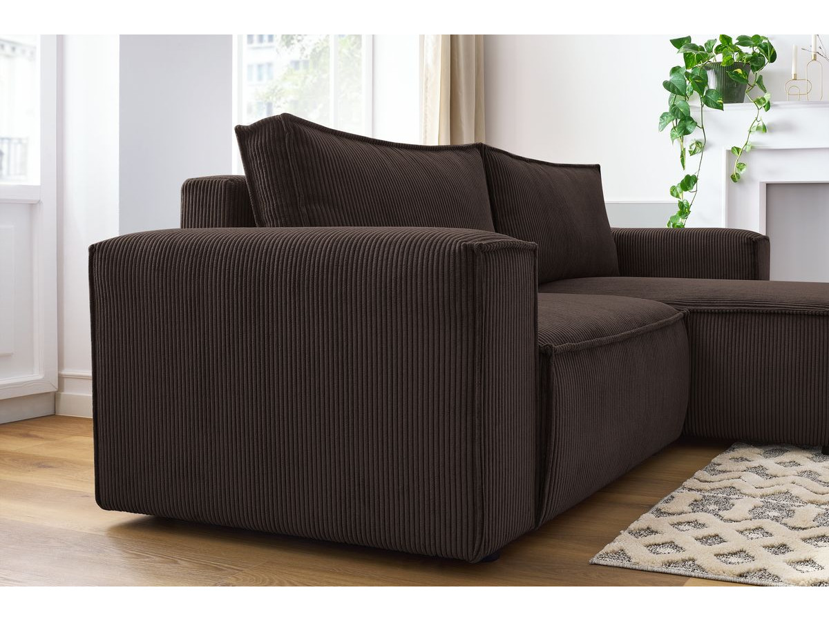 Canapé d'angle fixe compact NIHAD velours côtelé