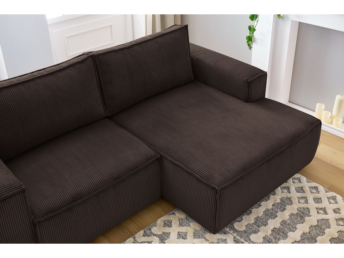 Canapé d'angle fixe compact NIHAD velours côtelé