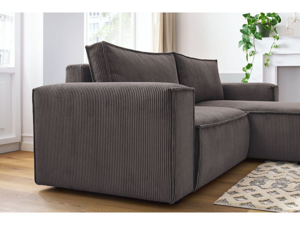 Canapé d'angle fixe compact NIHAD velours côtelé