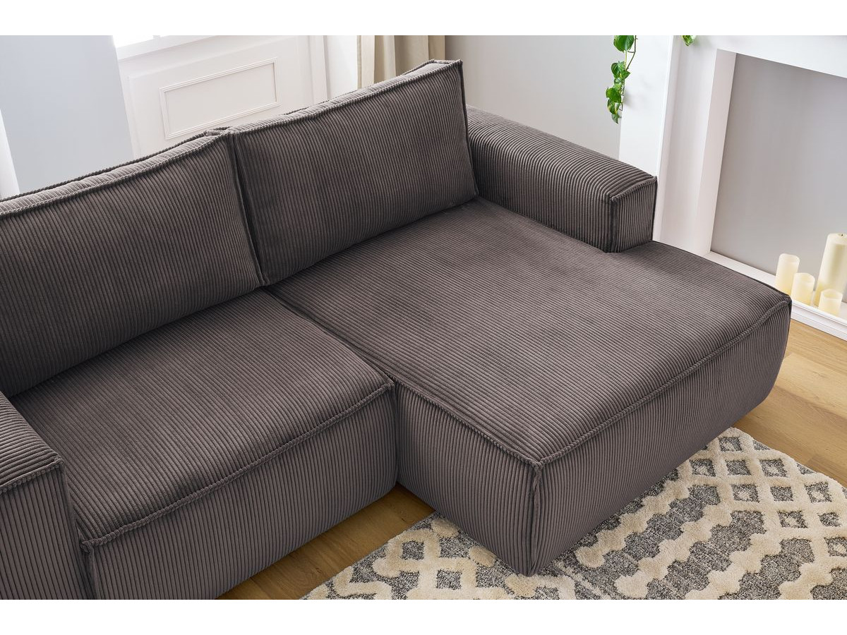 Canapé d'angle fixe compact NIHAD velours côtelé