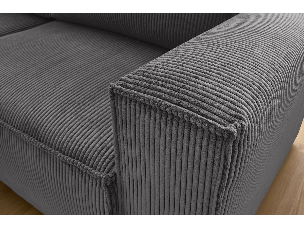 Canapé d'angle fixe compact NIHAD velours côtelé
