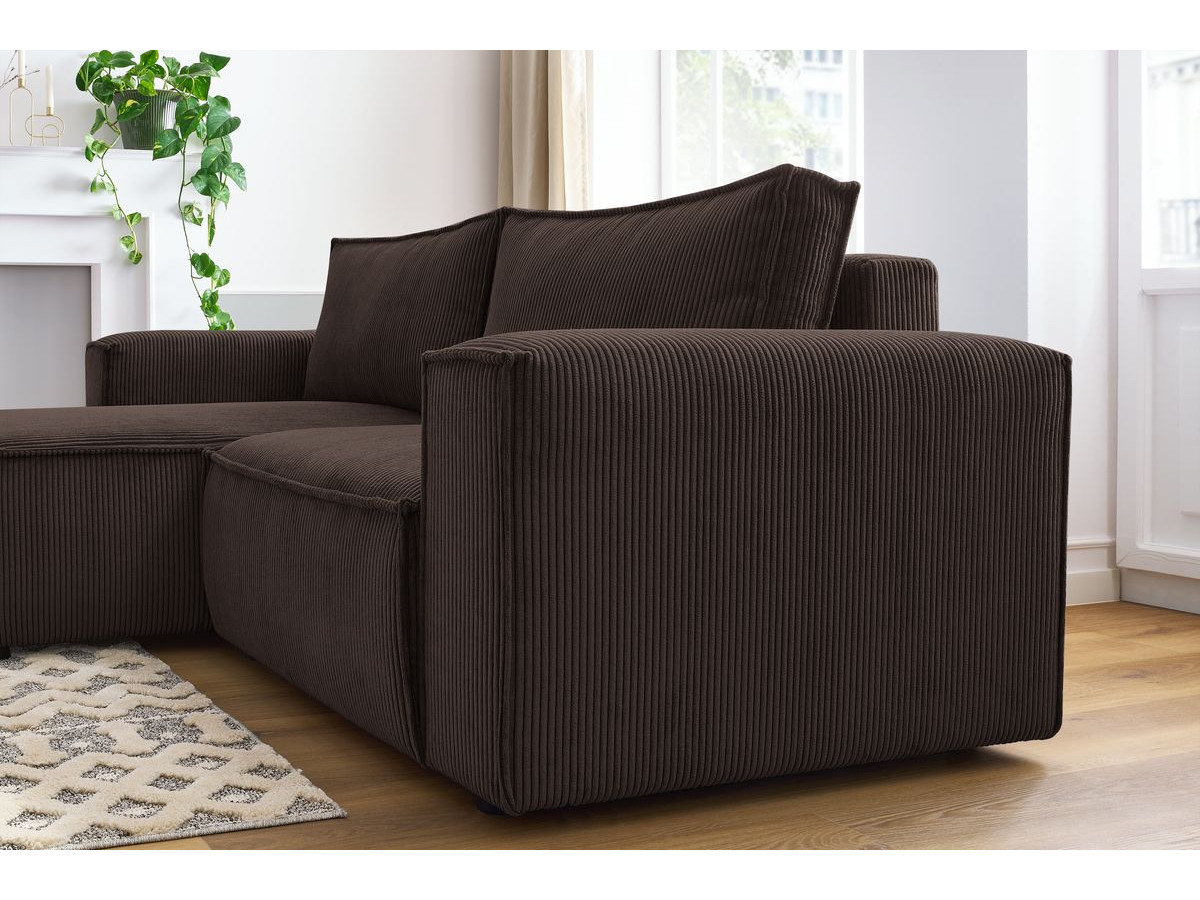 Canapé d'angle fixe compact NIHAD velours côtelé