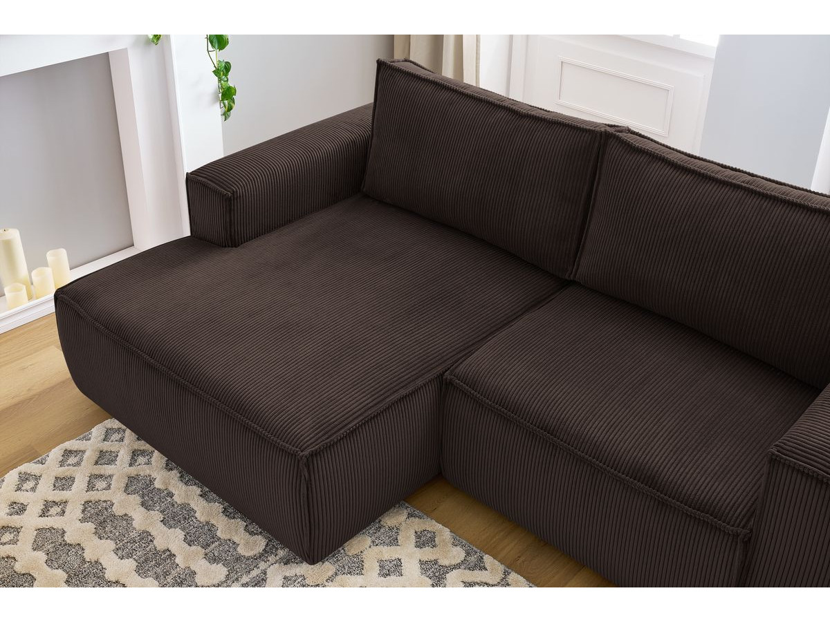 Canapé d'angle fixe compact NIHAD velours côtelé