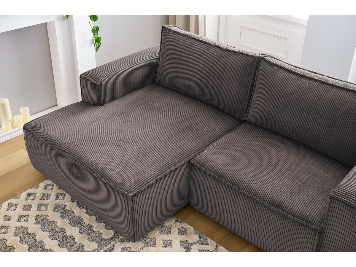 Canapé d'angle fixe compact NIHAD velours côtelé