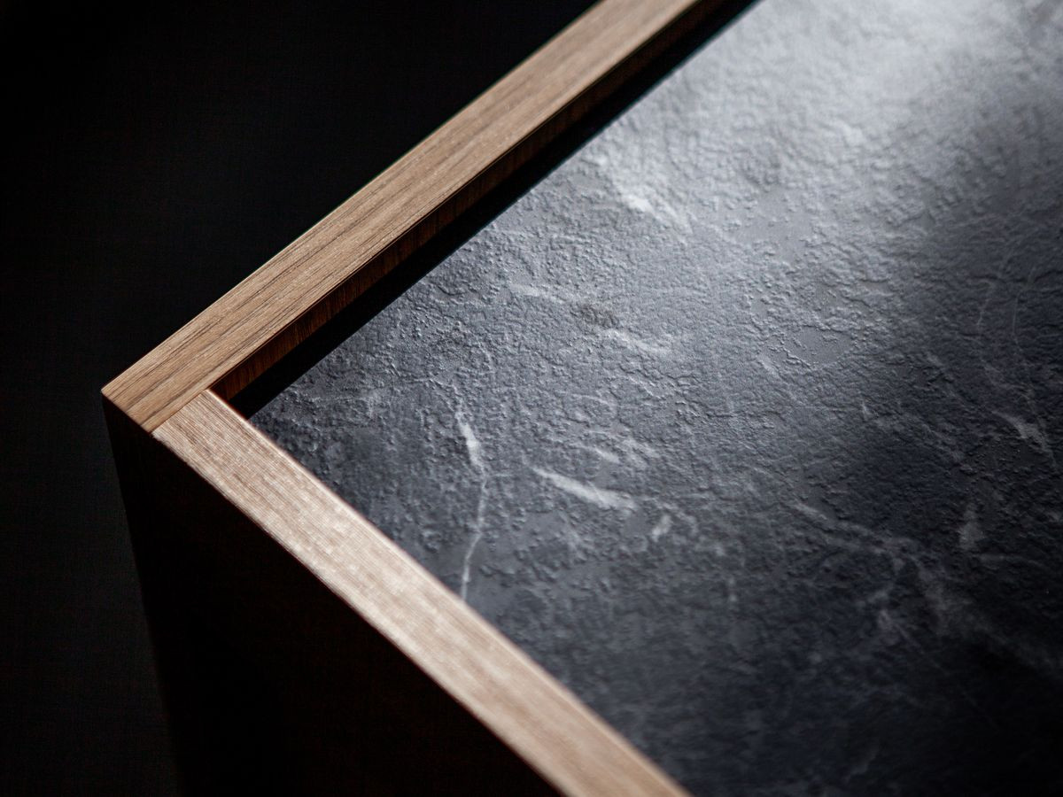 OPERA TV-meubel 180 cm met eikenhouten look en zwart marmerlook