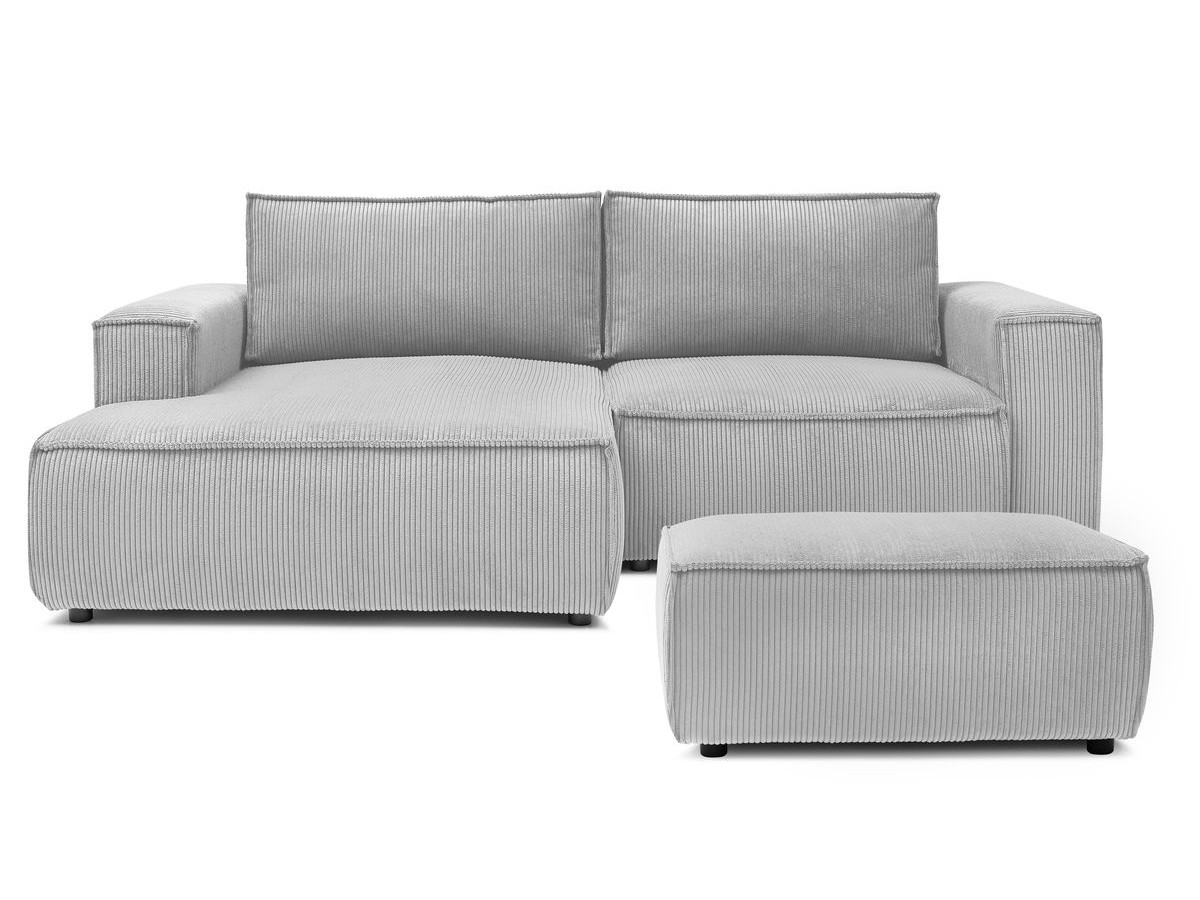Canapé d'angle fixe compact NIHAD velours côtelé avec pouf