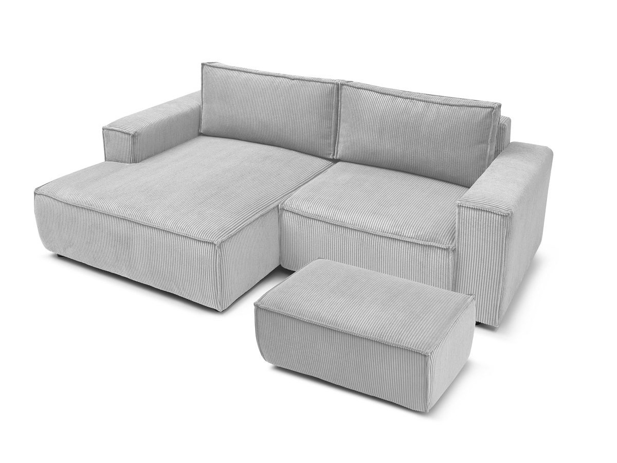 Canapé d'angle fixe compact NIHAD velours côtelé avec pouf