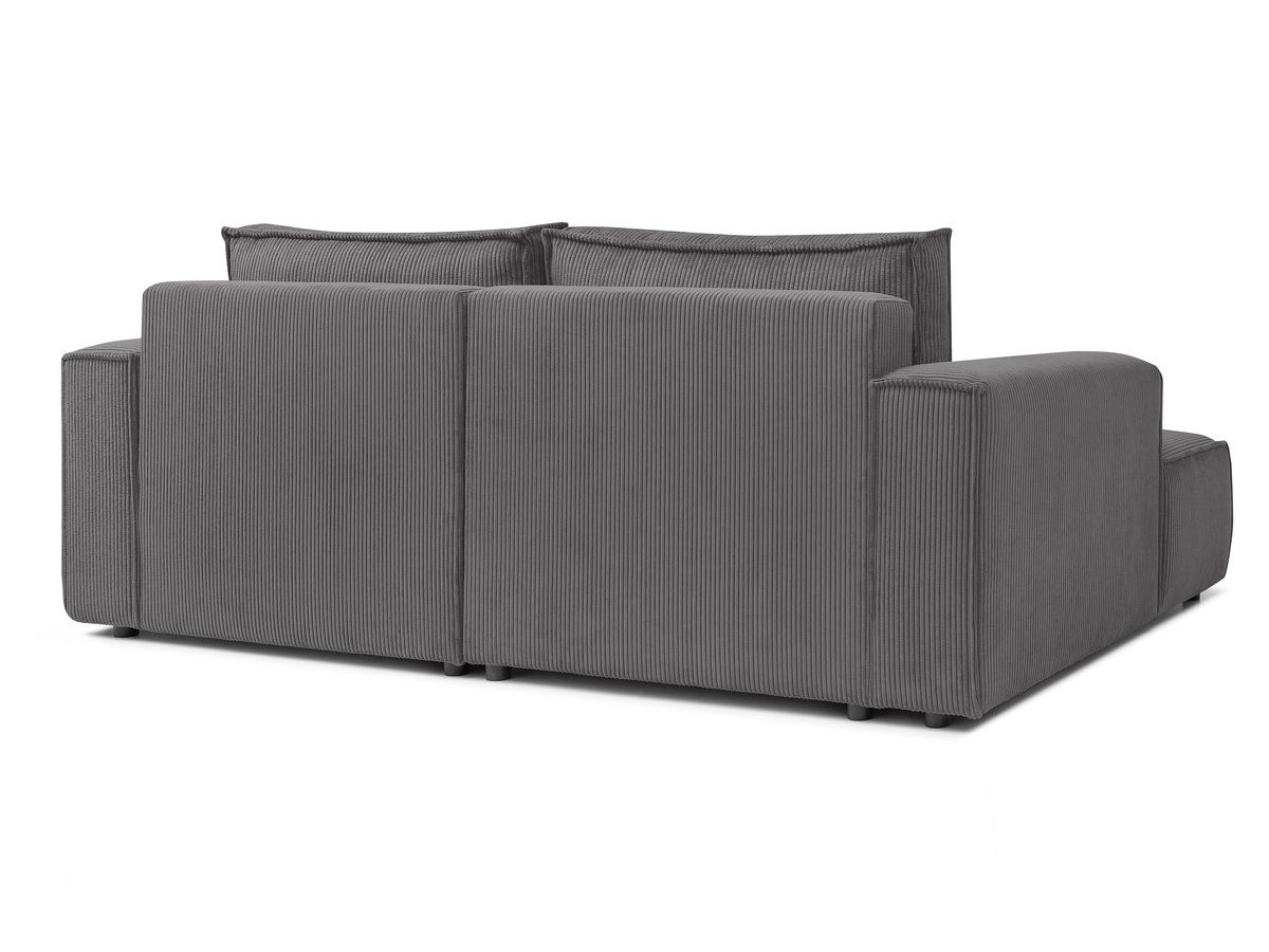 Canapé d'angle fixe compact NIHAD velours côtelé avec pouf