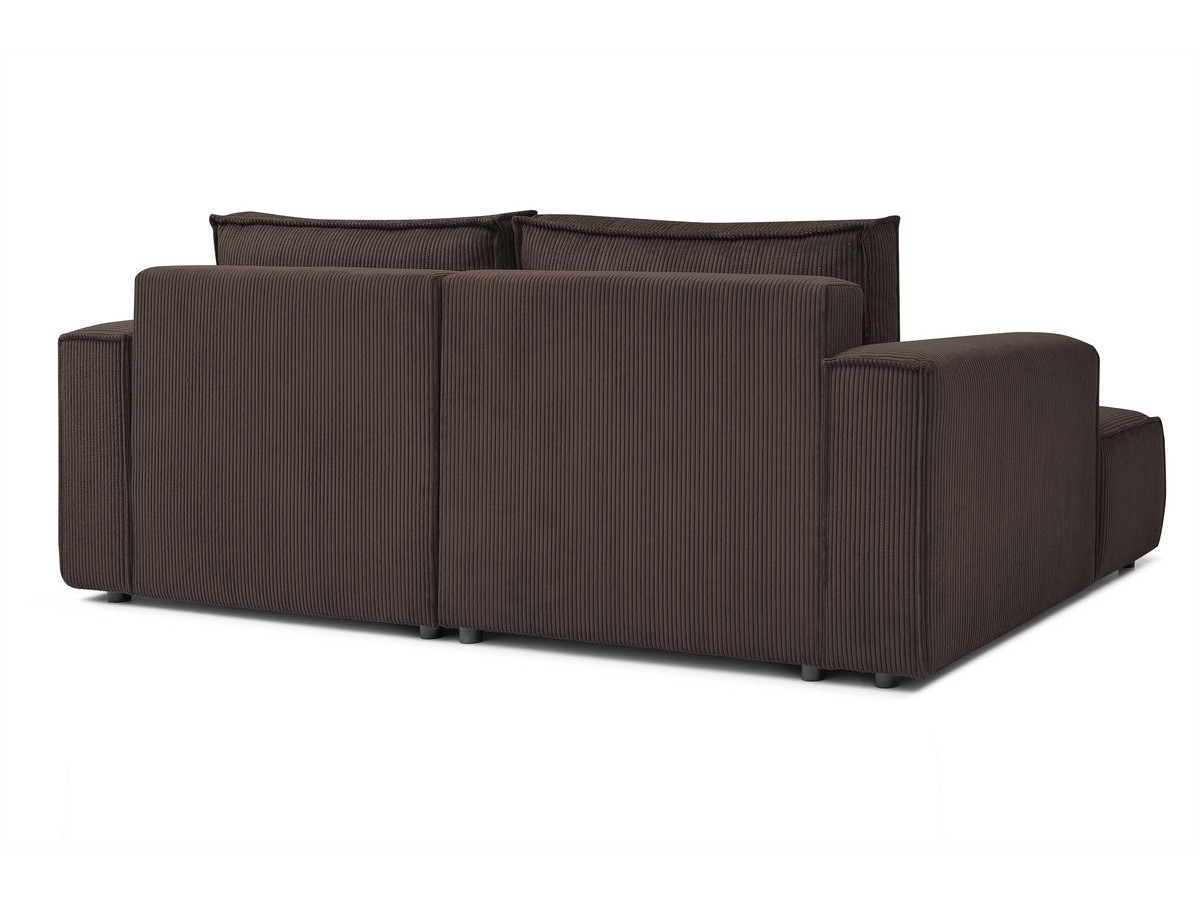 Canapé d'angle fixe compact NIHAD velours côtelé avec pouf