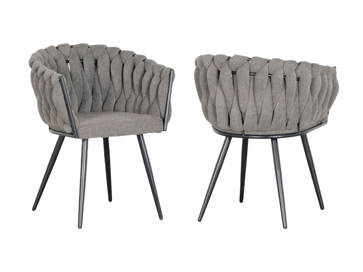 Lot de 2 fauteuil de table CHARLOTTE Tissu texturé