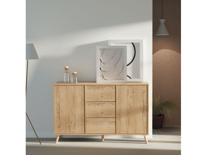 Buffet 140cm 2 portes OTTO imitation Chêne