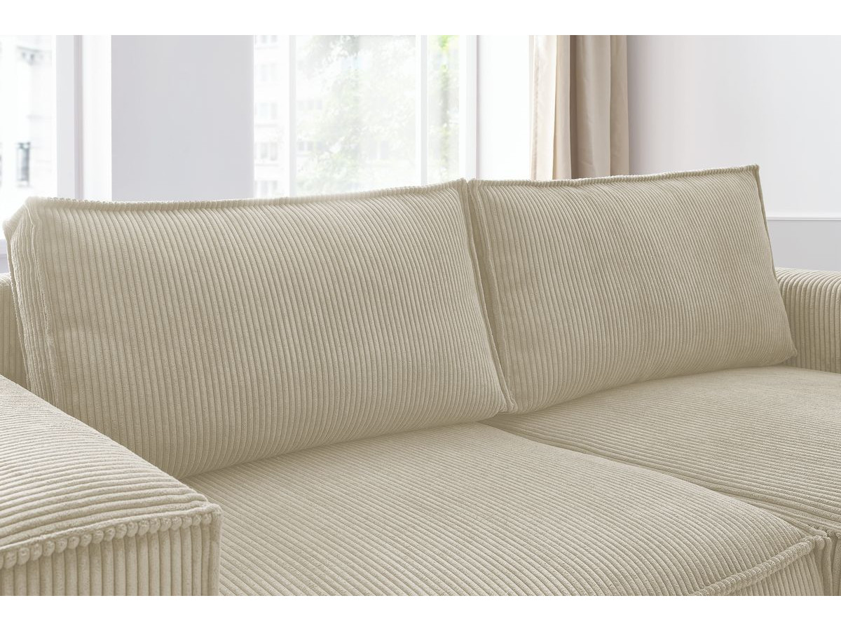 Canapé d'angle fixe EVEREST tissu chiné - Orange - Angle droit - 10 coussins