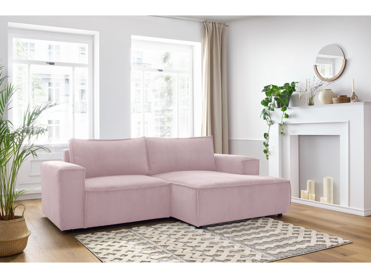 Canapé d'angle compact NIHAD velours côtelé violet — vue 5