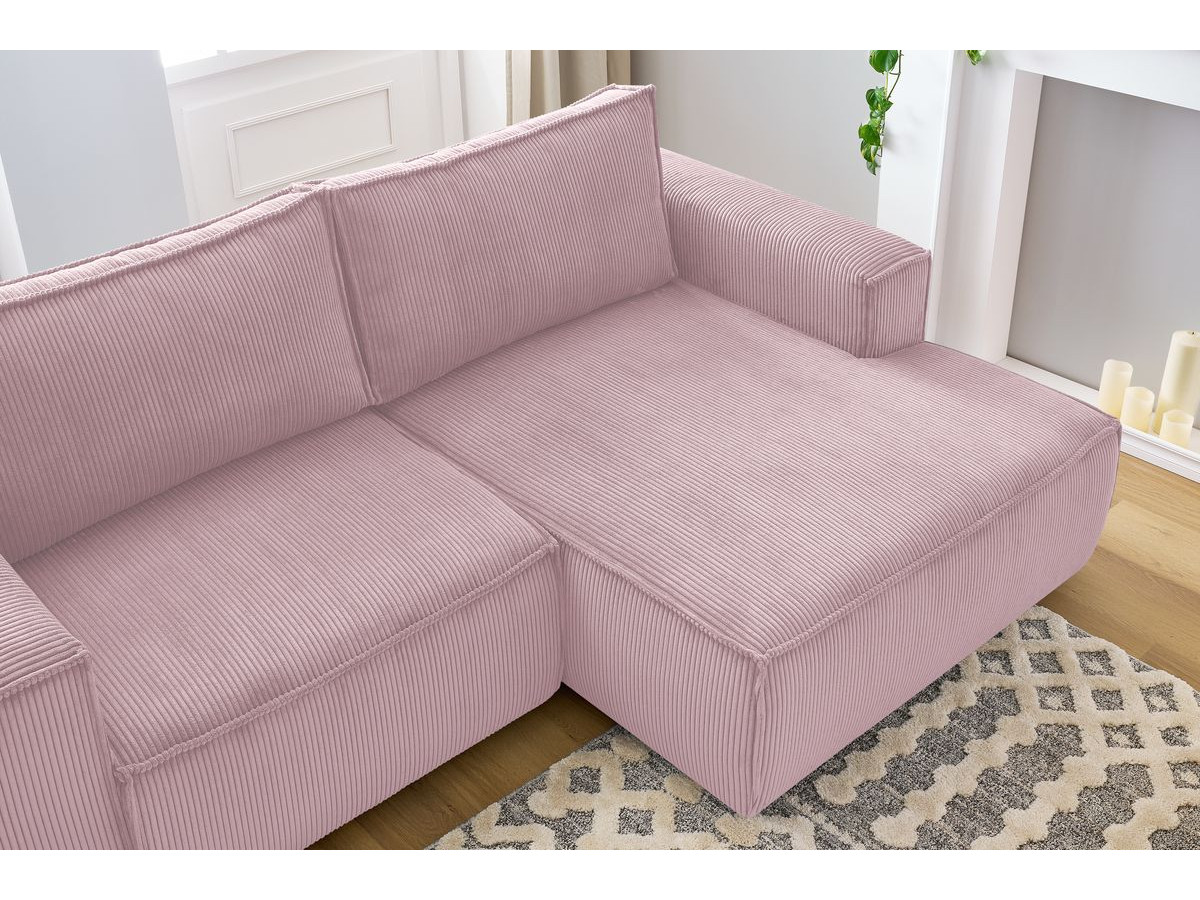 Canapé d'angle fixe compact NIHAD velours côtelé