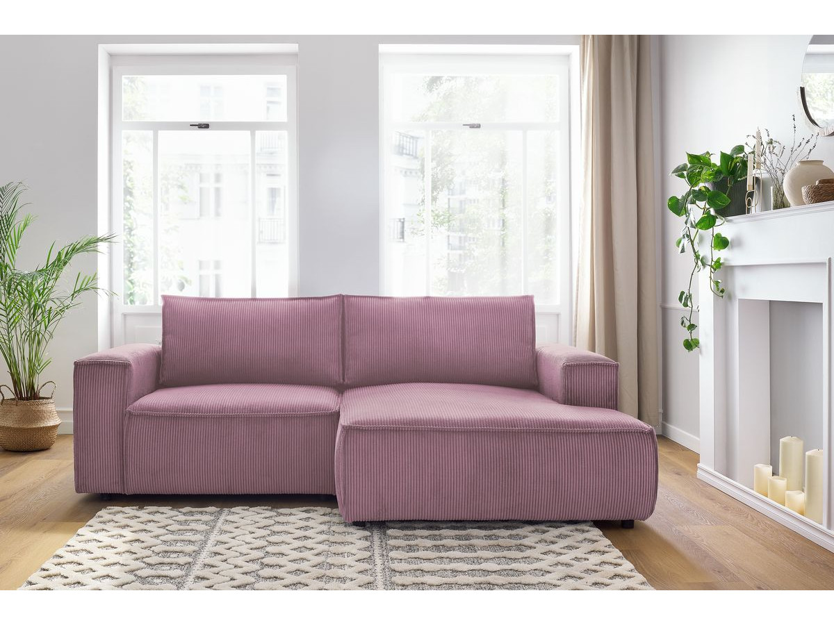 Canapé d'angle fixe compact NIHAD velours côtelé