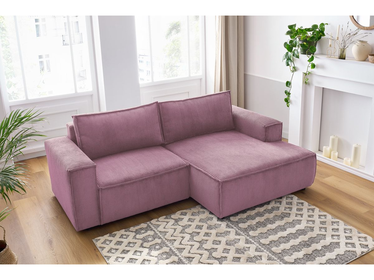 Canapé d'angle fixe compact NIHAD velours côtelé