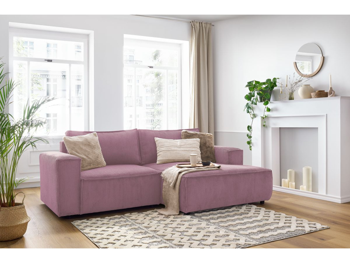 Canapé d'angle fixe compact NIHAD velours côtelé