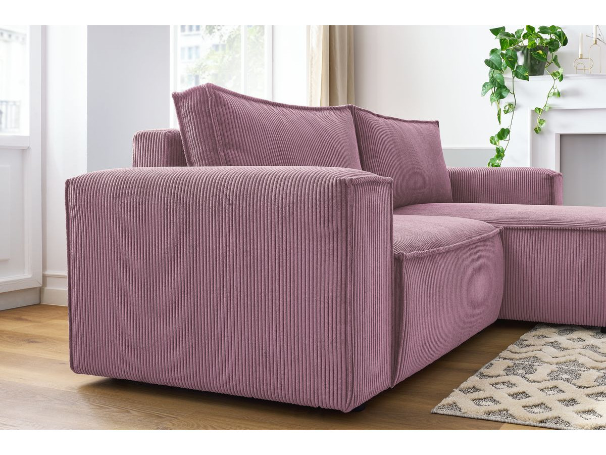 Canapé d'angle fixe compact NIHAD velours côtelé