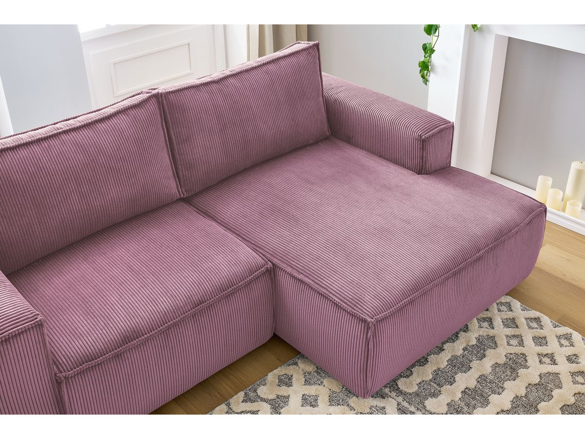 Canapé d'angle fixe compact NIHAD velours côtelé