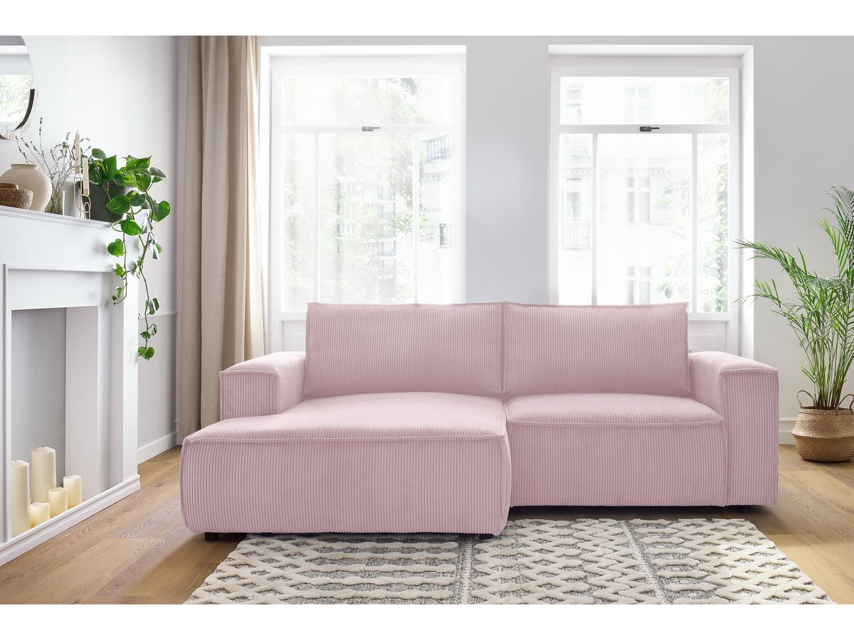 Canapé d'angle fixe compact NIHAD velours côtelé