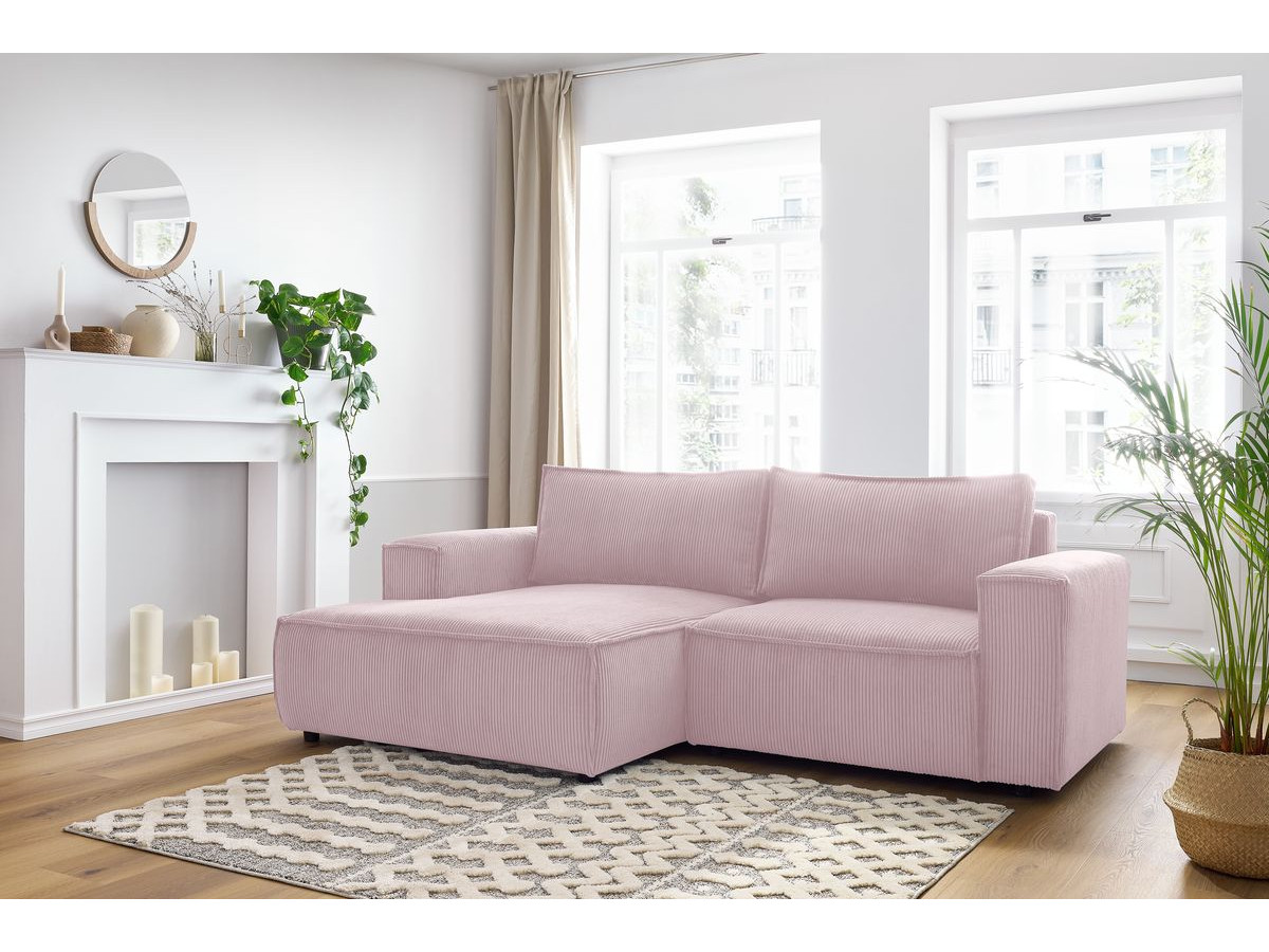 Canapé d'angle fixe compact NIHAD velours côtelé violet angle gauche BOBOCHIC 3 places - Vue supplémentaire 3