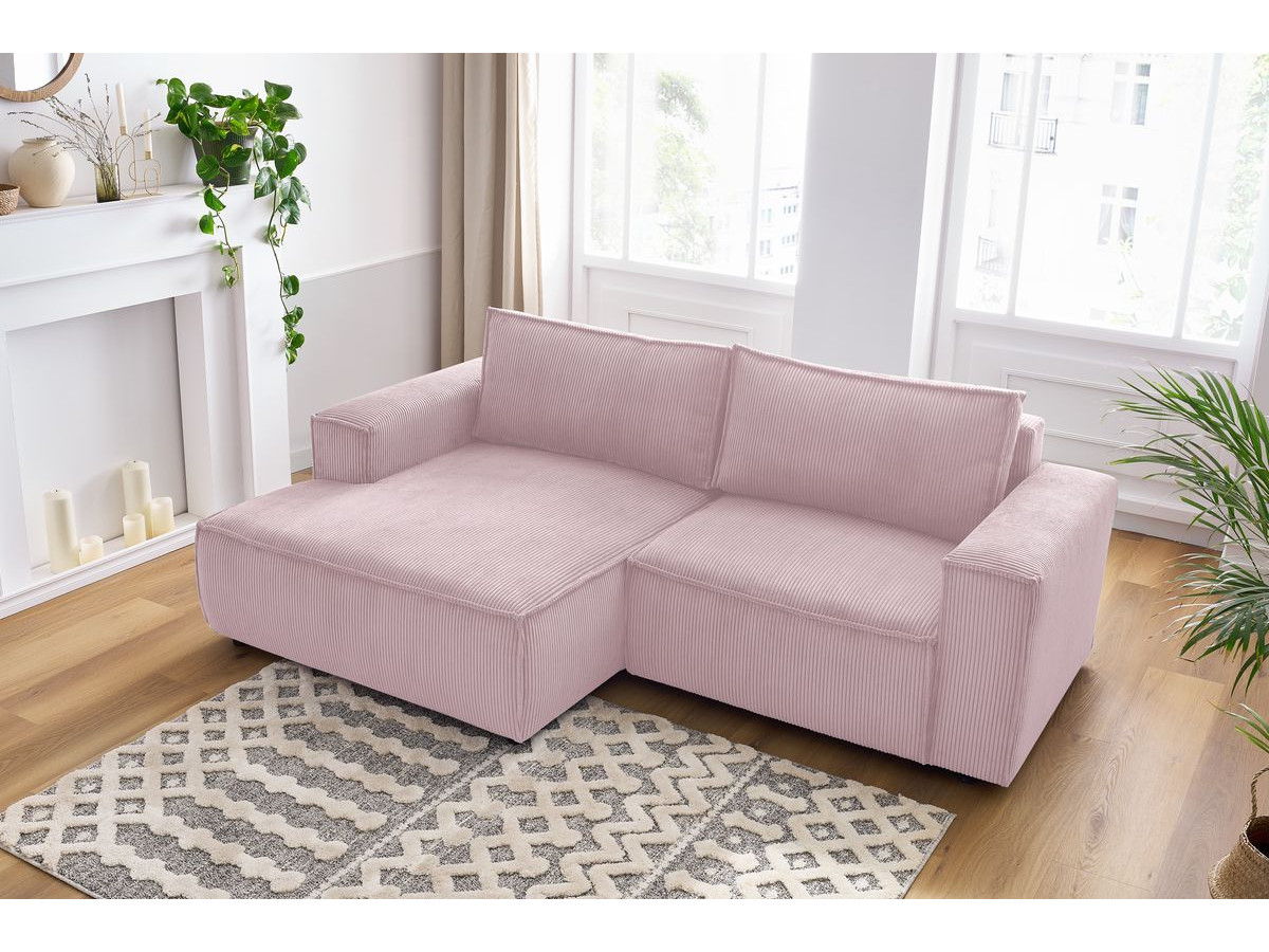 Canapé d'angle fixe compact NIHAD velours côtelé