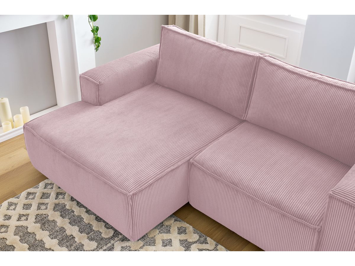 Canapé d'angle fixe compact NIHAD velours côtelé