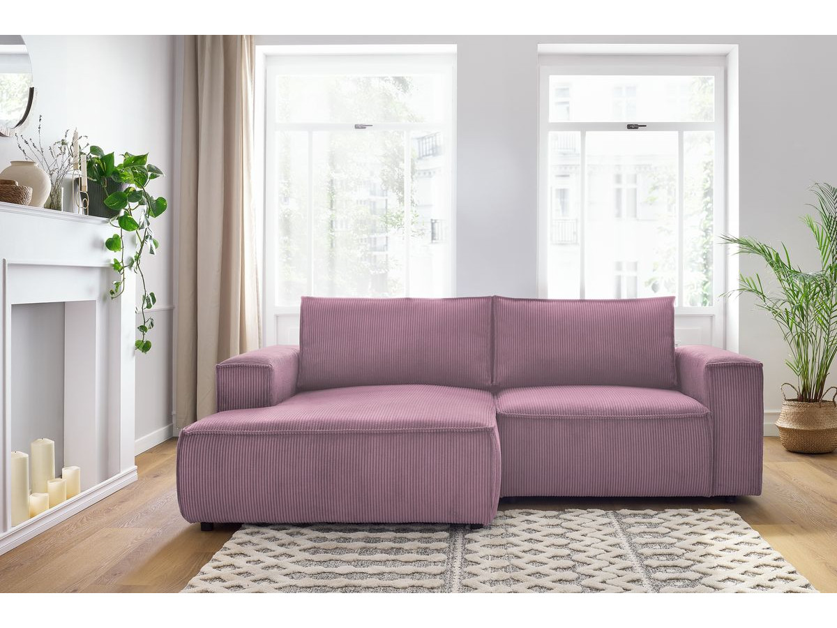 Canapé d'angle fixe compact NIHAD velours côtelé