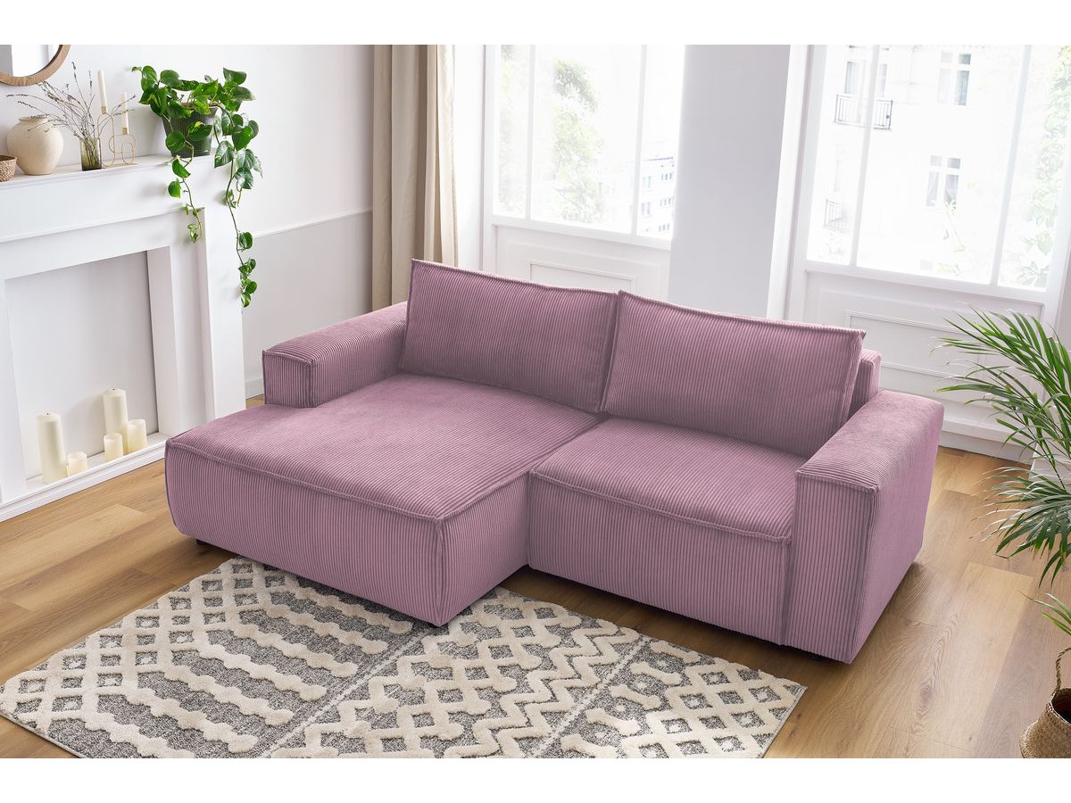 Canapé d'angle fixe compact NIHAD velours côtelé