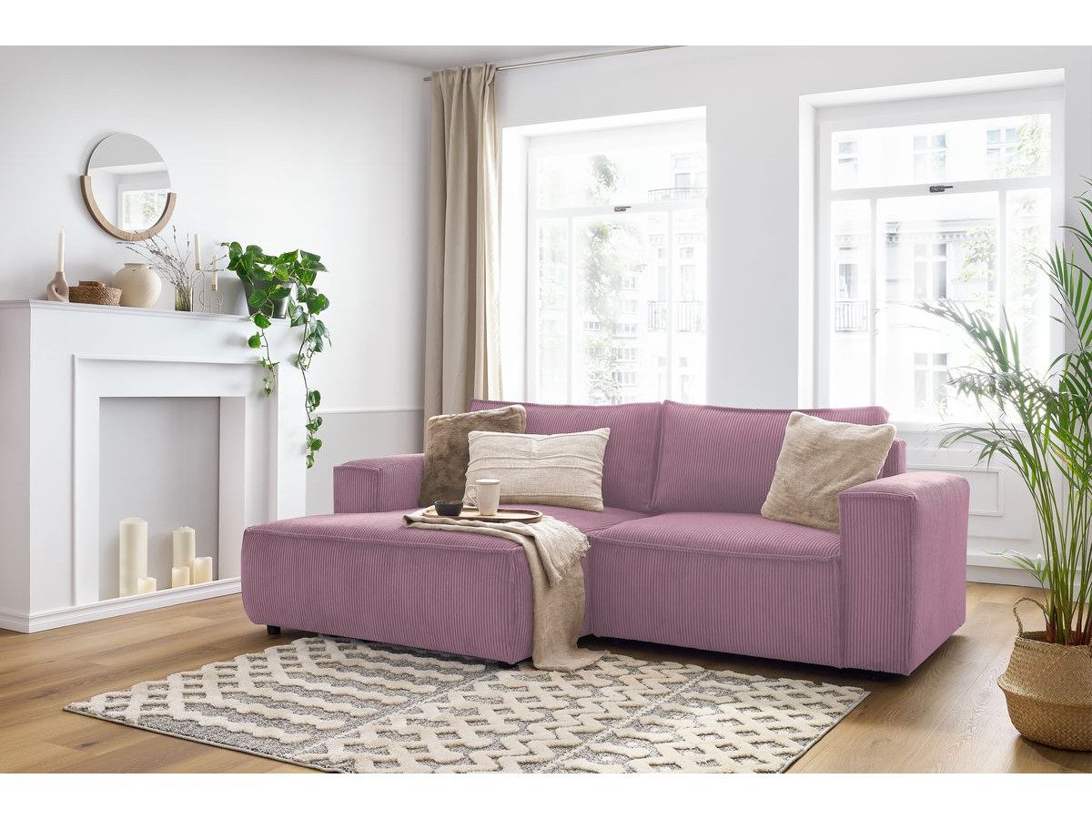 Canapé d'angle fixe compact NIHAD velours côtelé