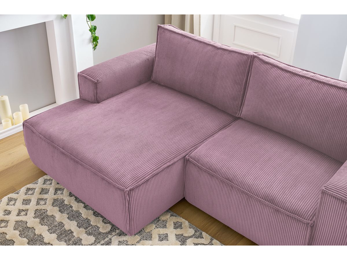 Canapé d'angle fixe compact NIHAD velours côtelé