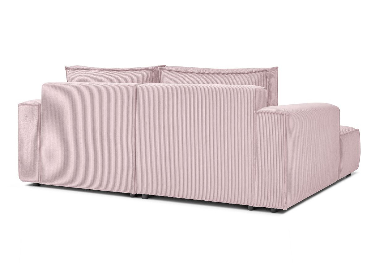 Canapé d'angle fixe compact NIHAD velours côtelé avec pouf