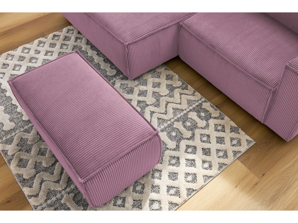 NIHAD compacte vaste hoekbank in corduroy met voetenbank