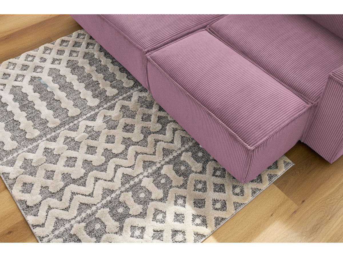 NIHAD compacte vaste hoekbank in corduroy met voetenbank