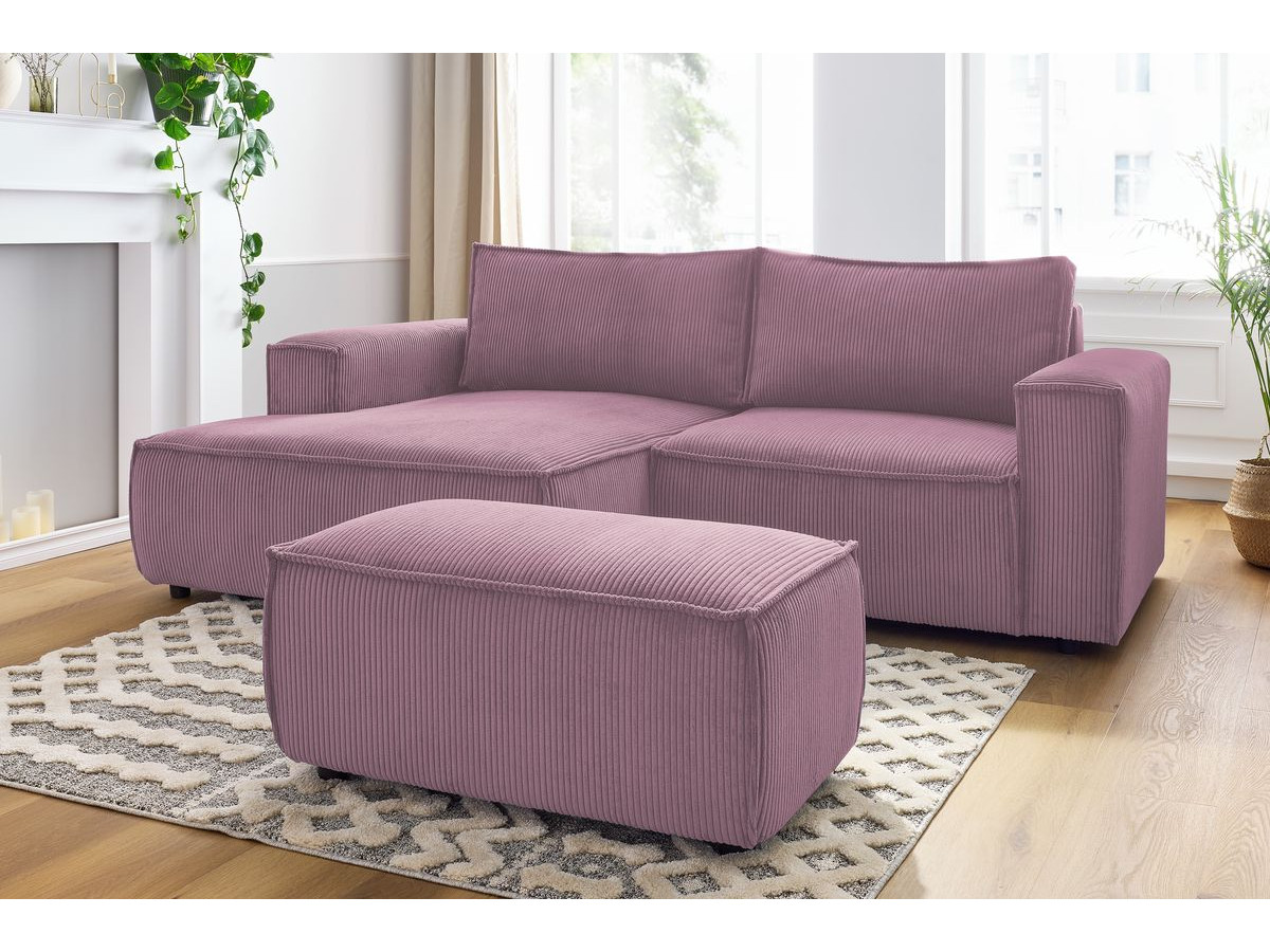 NIHAD compacte vaste hoekbank in corduroy met voetenbank