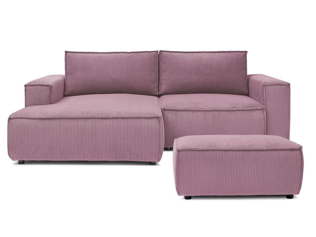 NIHAD compacte vaste hoekbank in corduroy met voetenbank