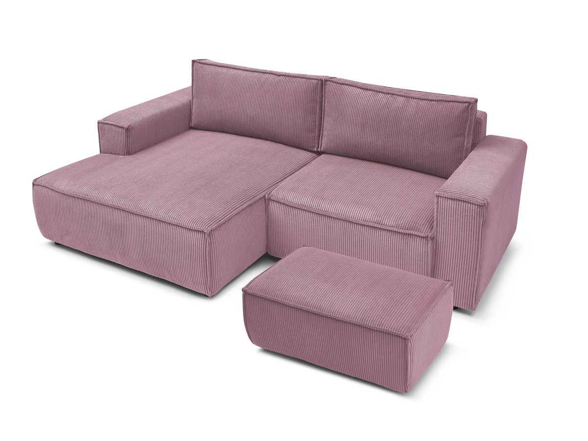 NIHAD compacte vaste hoekbank in corduroy met voetenbank