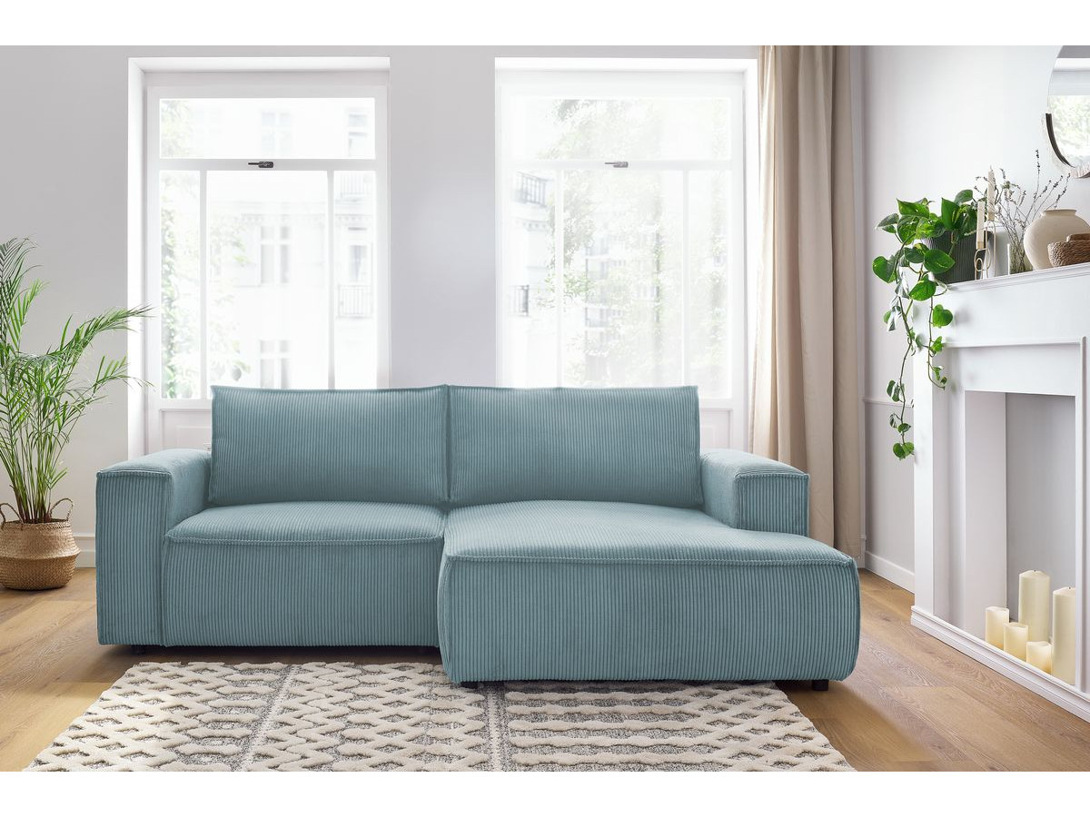Canapé d'angle fixe compact NIHAD velours côtelé