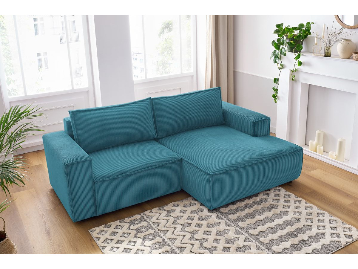 Canapé d'angle fixe compact NIHAD velours côtelé