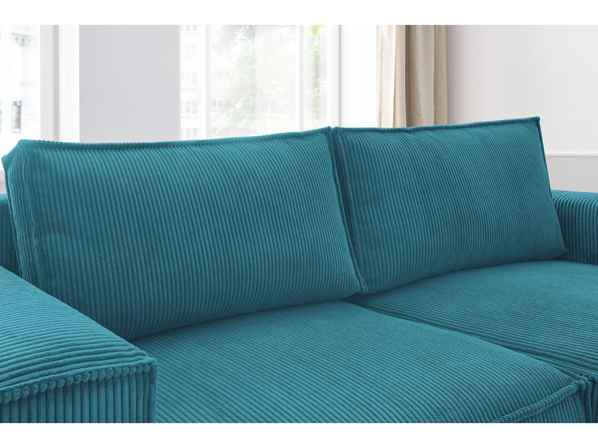 Canapé d'angle fixe compact NIHAD velours côtelé