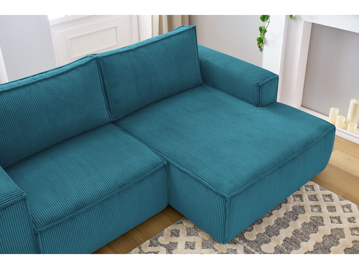 Canapé d'angle fixe compact NIHAD velours côtelé