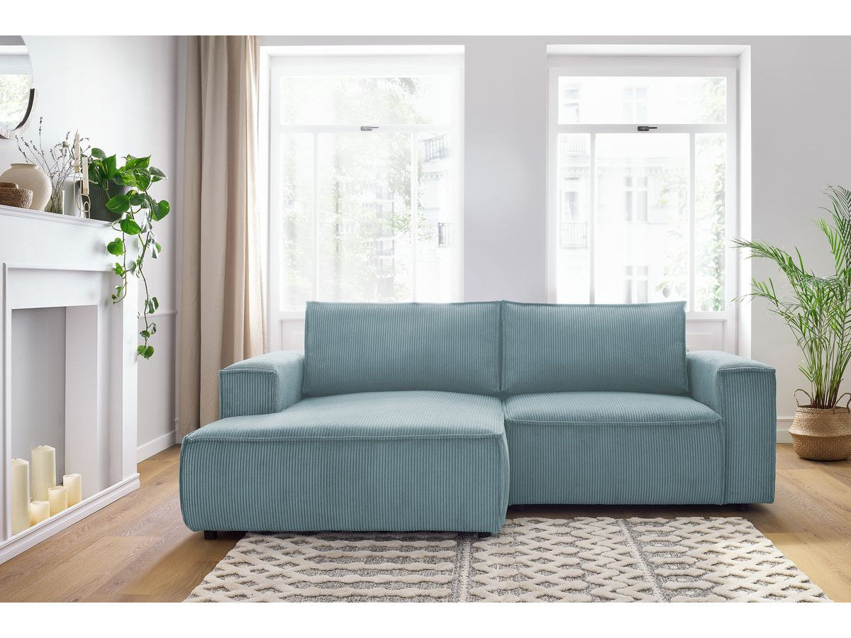 Canapé d'angle fixe compact NIHAD velours côtelé