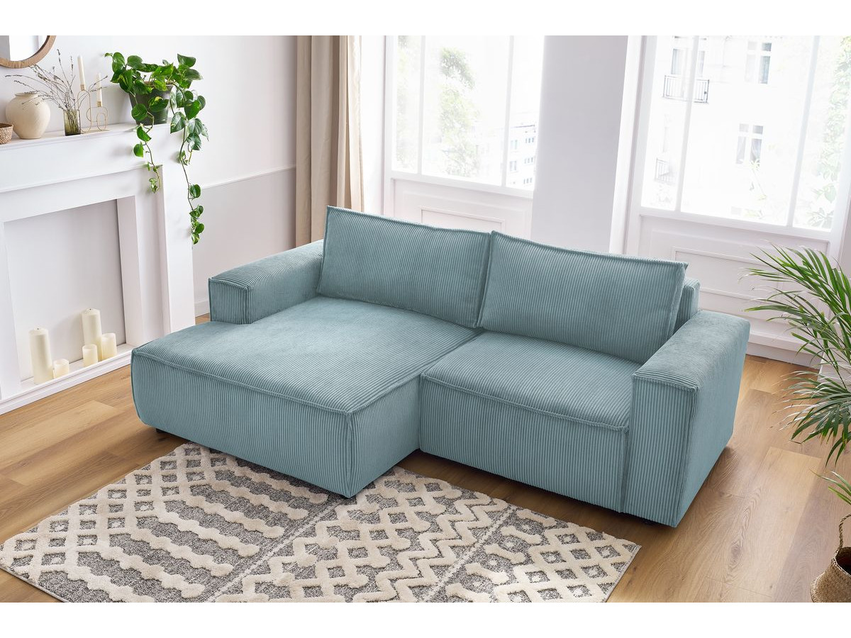 Canapé d'angle fixe compact NIHAD velours côtelé