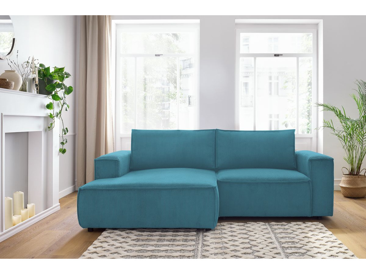 Canapé d'angle fixe compact NIHAD velours côtelé