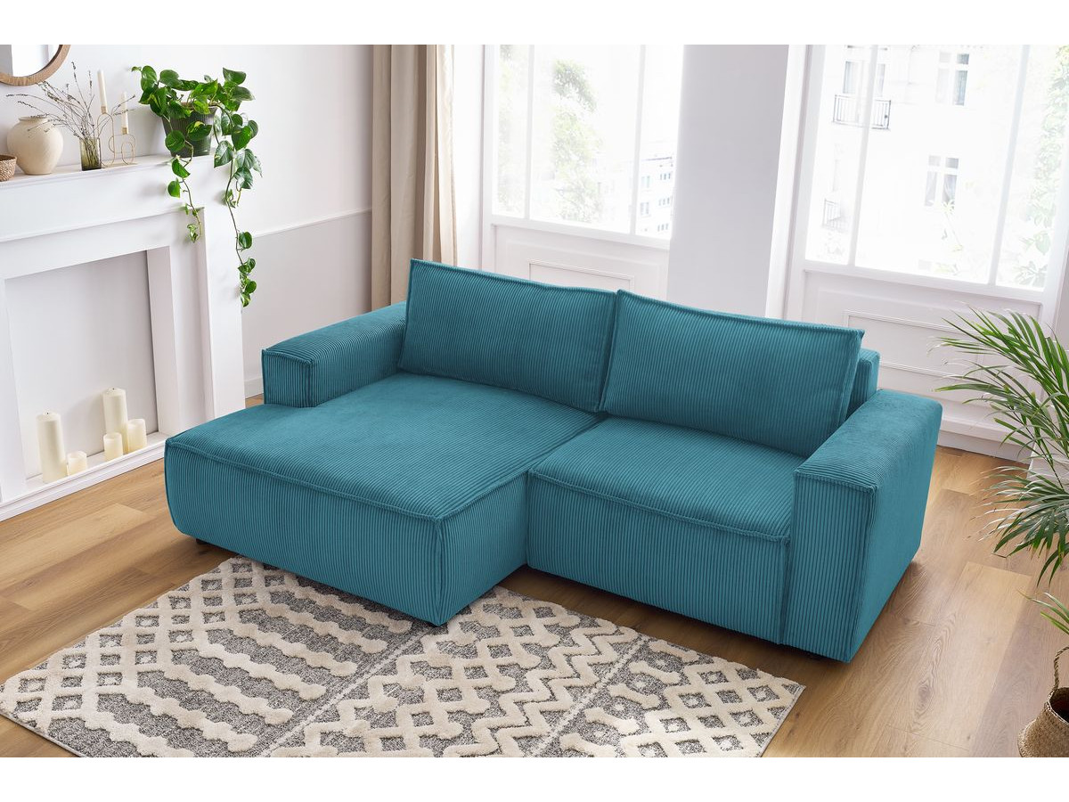 Canapé d'angle fixe compact NIHAD velours côtelé