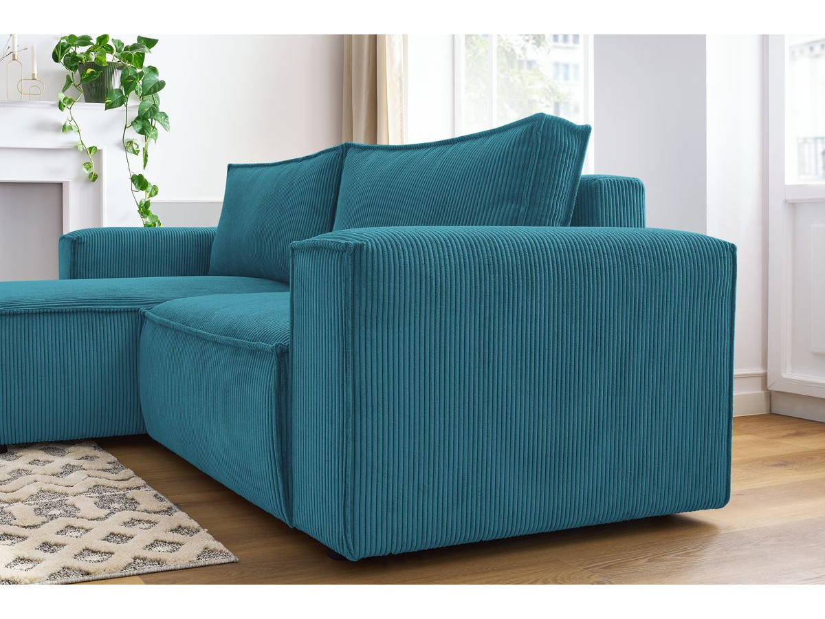 Canapé d'angle fixe compact NIHAD velours côtelé