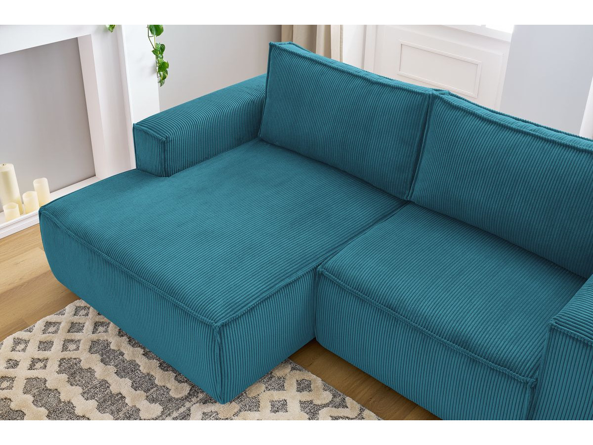 Canapé d'angle fixe compact NIHAD velours côtelé